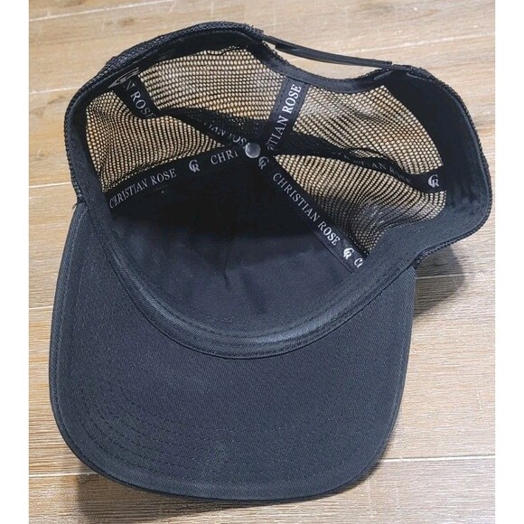 Christian Rose| CR004 Iconic II Trucker Mesh Baseball Cap - Black & Silver Hat - Picture 4 of 6